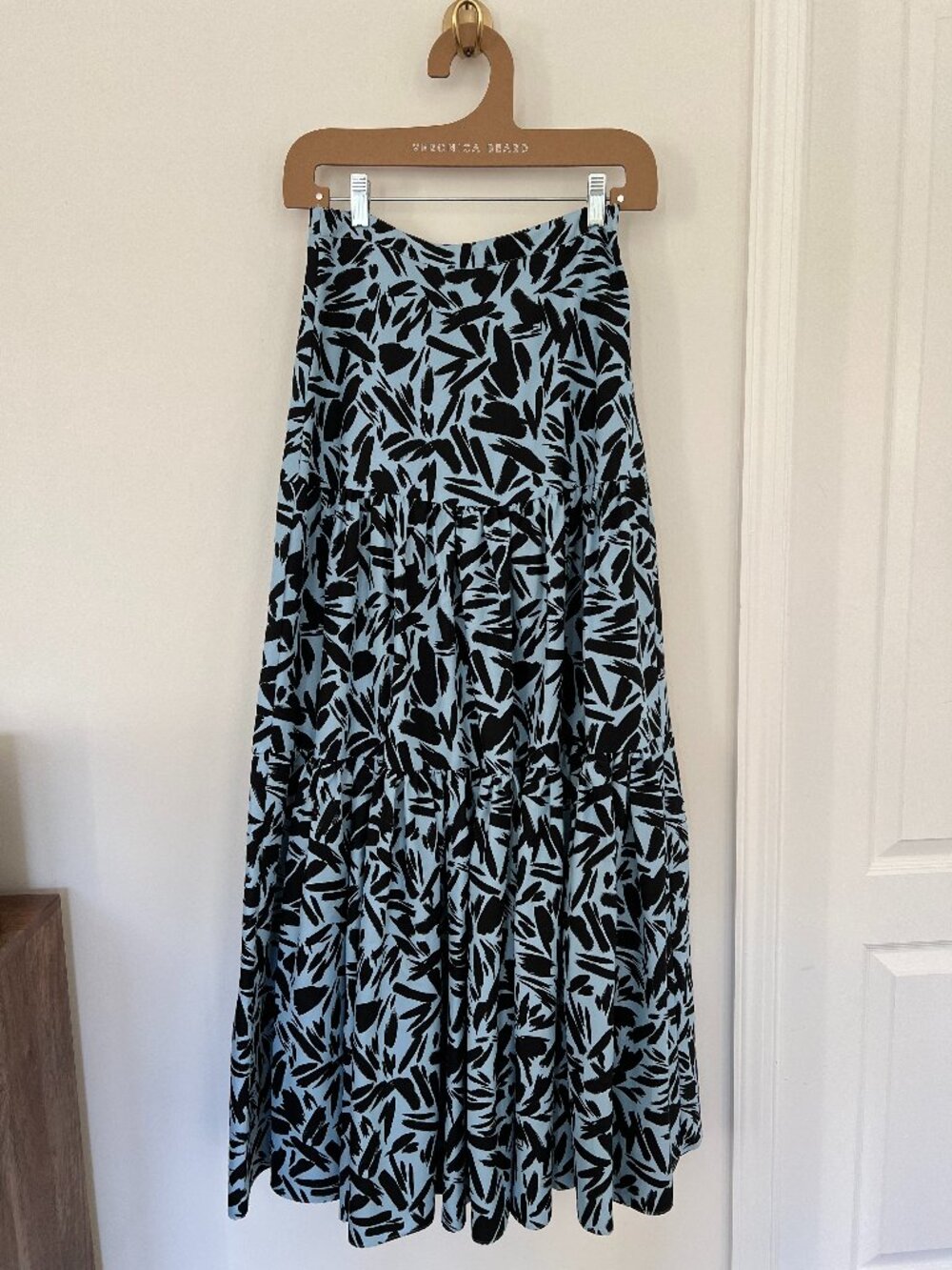 Veronica Beard Tiered Cotton-Silk Maxi Skirt